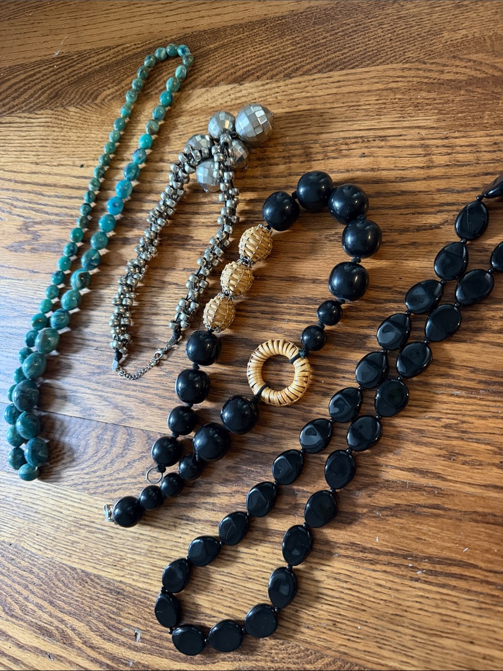 Assorted Women’s Beaded Necklaces – Black, Green, Gold Accents